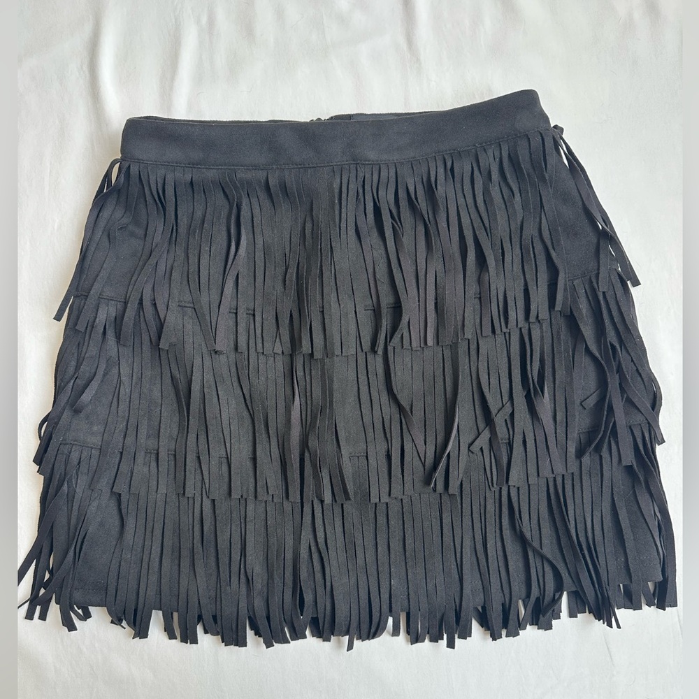 NWT Kittenish Black Fringe Mini Skirt